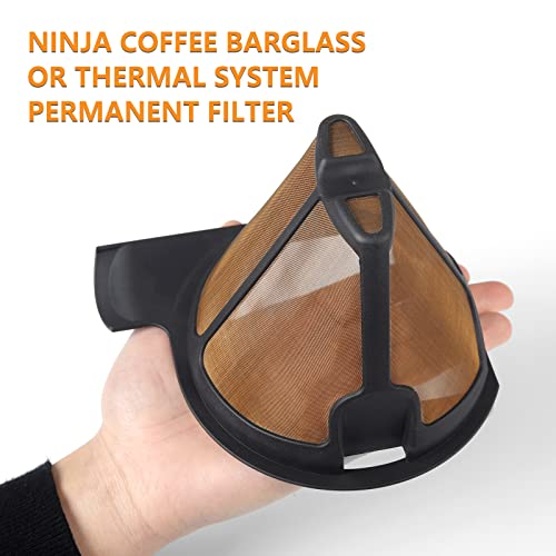 Flixblany 2 Pack Cone Reusable Coffee Filters Reusable Coffee Filters Replace For Ninja Coffee Bar Machines Cf09X Series Models Permanent Replacement Reusable Coffee Filter Basket (2) #TOP4