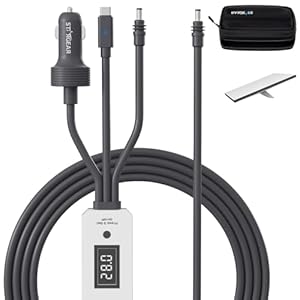 Starlink – Cable mini de 10 pies / 9.8 ft, cable 3 en 1 con pantalla digital de voltaje e interruptor de encendido/apagado, adaptador USB-C/encendedor de cigarrillos de 16 AWG para automóvil/DC a CC