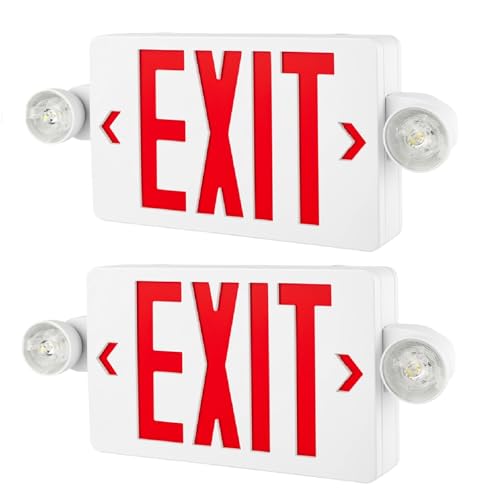 LANGGAN 2 Pack Exit Sign with Emergency Lights cETL listed Battery Backup