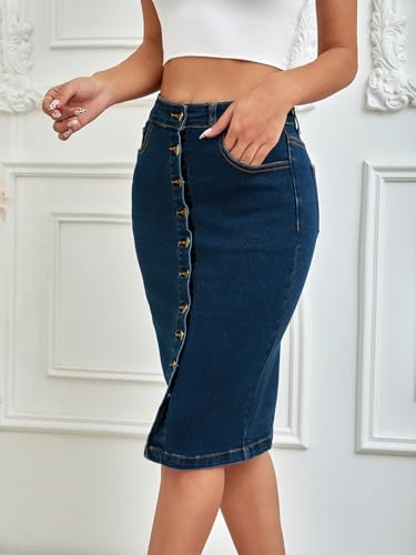 Denim Jean Pencil Skirt for Women Ruched Bodycon Skirt High Waisted4