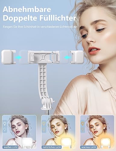 Selfie Stick mit Bluetooth Fernbedienung, Erweiterbarer Extra Lang Reisen Stativ für Smartphone, 360° Drehbare Handystativhalter Kompatibel mit Smartphones, Action-Kamera 2