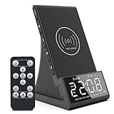 Bluetooth 5.0 Radiowecker mit Wireless Charging 10W, FM Radio, HiFi Stereo Lautsprecher, 3,2' LED Display, USB Schnellladen, Musikplayer, Digital Alarmclock mit Snooze Auto-Off für Schlafzimmer Büro
