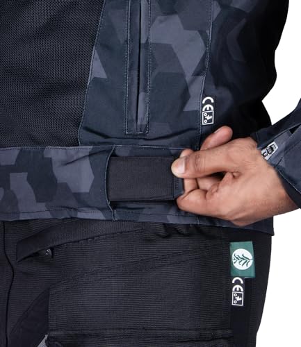Image of Rynox Urban X Jacket - Mesh Motorcycle Riding St|ard Length Jacket | Impact Protection | Abrasion Resistance - Dark Hex Camo Black, Small