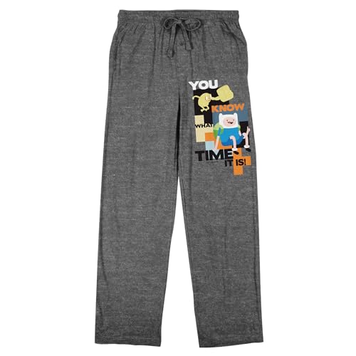 Adventure Time Finn and Characters Men's Heather Gray Sleep Pajama Pants