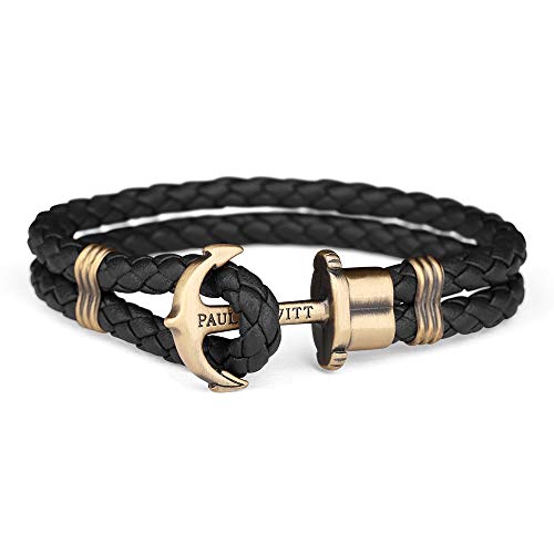 PAUL HEWITT Anchor Bracelet for Men PHREP - Anchor Men's Bracelet Leather (Black), Sailcloth Bracelets for Men with Anchor Jewelry Made of Brass