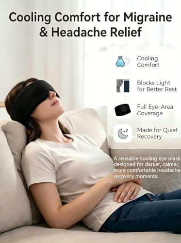 Image of Cooling Gel Eye Mask for Puffy Eyes, Migraine & Headache Relief, Full Eye-Area Cold Compress for Eyes & Temples, FSA Eligible HSA Reusable Eye Ice Pack for Swelling & Post-Surgery Recovery