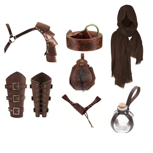 Épaulières médiévales en cuir ajustables avec kit complet d'accessoires