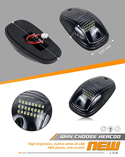 Hercoo 5Pcs Smoke Lens Roof Cab Marker Lights Clearane Led Running Top Marker Light Assembly With Wire Harness Compatible With Doge Ram 1500 2500 3500 4500 5500 2003-2018 Pickup Trucks, White #TOP3