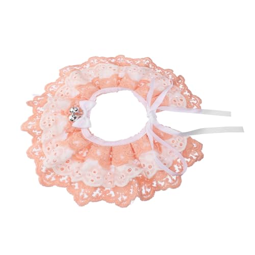 WEKAMOS ペット猫用レース首輪 鈴付き 通気性良好 快適フィット ピンク 猫の首飾り おしゃれ首輪 撮影やプレゼントに適した