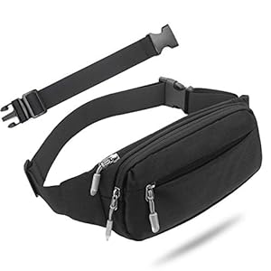 USHAKE Fanny Pack Waist Packs with Extender for Men Women, Waist Pouch Bag Hip Pack with 3-Zipper Pockets Adjustable…