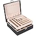 Allinside Caja Joyero Caja de Joyas Grande para Mujeres niñas, 2 Niveles Organizador de Joyería con Cerradura, Almacenamiento y Expositor, Cuero PU, Forro de Terciopelo, Negra
