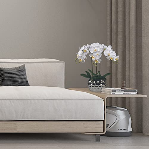 W&W Artificial Orchid Plants & Flowers Arrangement In Ceramic Pot, Fake Faux White Orchid With Silver Vase, Faux Orchids For Home Decor Indoor #TOP6