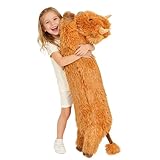 Long Highland Cow: Fluffy highland cow stuffed animals made from soft fabric materials, warm companion Highland Cow Body Pillow: 33 in jumbo pillows plushies toy, perfect for your cozy, snuggles, cuddle buddy Adorable Highland Cow: This 33inch long p...