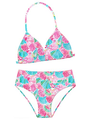 Image of Girls Swimsuit Bikini Set,Criss Cross Bathing Suits for Girl Two Piece Solid Color Girls' Swimwear for 7-16 Years