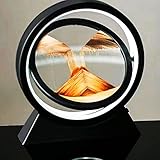Yevheniy Moving Sand Art Desk Lamp, 360° Rotating Hourglass Deep Sea Sandscape Flowing Sand Lights, Quicksand Lamp, Sand Art Picture Liquid Motion Round Glass Painting Night Light Desktop Decor (Gold)