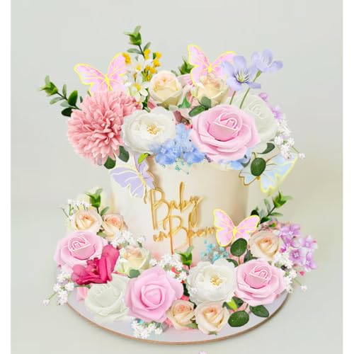 Floral Flower Cake Topper Butterfly for Wildflower Baby In Bloom themed Floral Birthday Bride Cake
