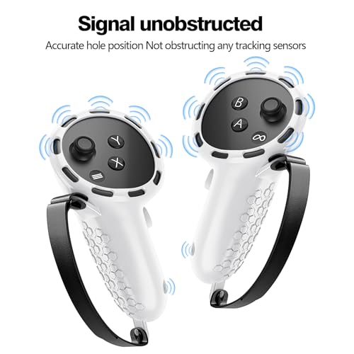 Image of Controller Grip for Meta Quest 3S Oculus Quest 3 VR Grips Cover for VR Touch Controllers Straps Silicone Covers Protector with Non-Slip Thumbstick Covers 1Pair White