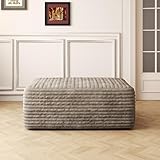 37.4' Rectangle Ottoman Foot Rest for Couch - Corduroy Upholstered Compressed Memory Foam, Cloud Ottoman for Modular Sectional, No Assembly Required, DIY Combination, Camel