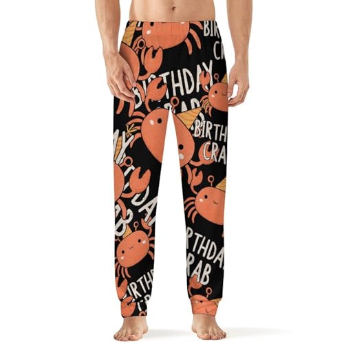 Funny Birthday Crab Men's Pajama Bottoms Sleep Lounge Soft Comfy Pants Sleepwear