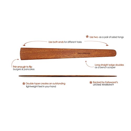 Earlywood L-SAUTE-J 13 In Handmade Kitchen Cooking Utensil, Thin Dark Wood Saute Spatula thumb #1