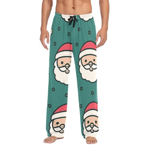 Santa Claus Seamless Men's Pajama Bottoms Plaid Pajamas Pants for Men Soft Long Lounge Woven Pj Sleep Pant with Pockets2