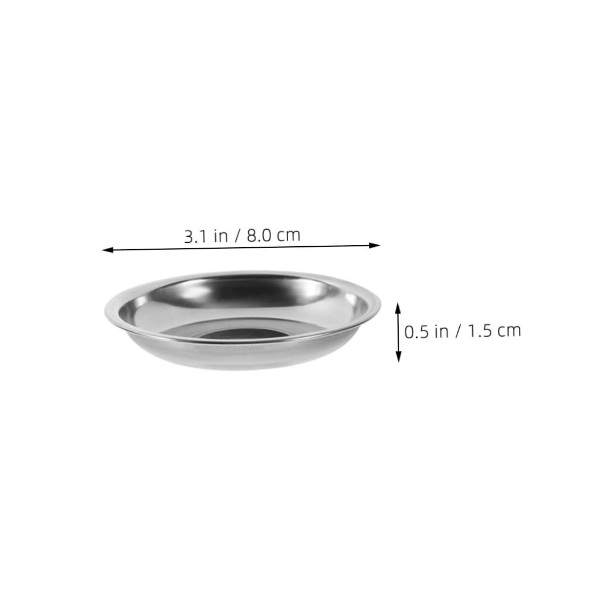 FUNOMOCYA 6pcs Stainless Steel Dish Sauce Bowl Ingredient Plate for Prep Dip Dish Soy Sauce Dish Digging Plate Saucer Dish Sauce Dishes for Dipping Round Sauce Plate Mini Plate Silver