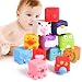 12 PCs Kids Bath Toys, Soft Cube Bath Squirters for Toddler, Squeeze Water Toys Building Blocks for Kids, Birthday Gifts for Boys and Girls