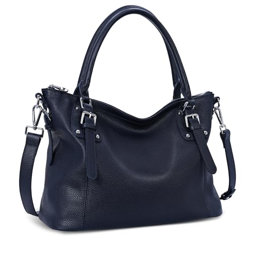 Image of HESHE Leather Purses and Handbag for Women Shoulder Bag Tote Top Handle Bag | Genuine Designer Large Capcity Hobo Crossbody Satchel Travel Work Ladies Zippered Ladies Daily Bag Adjustable Long Strap