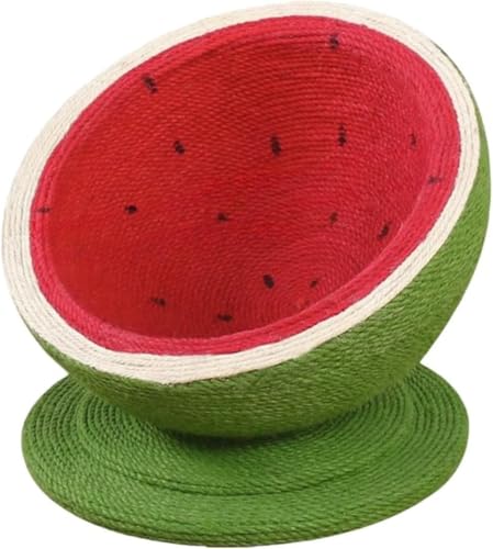 Arfobug猫用爪とぎボード巣、パンくずが出ない猫用爪とぎ盆、サイザルロープ猫用爪とぎボード一体型猫用おもちゃ、猫の爪とぎ防止爪とぎボード用品猫用ベッドかわいいスイカ多目的猫用ベッド (大玉スイカ【サイザルタイプ】)