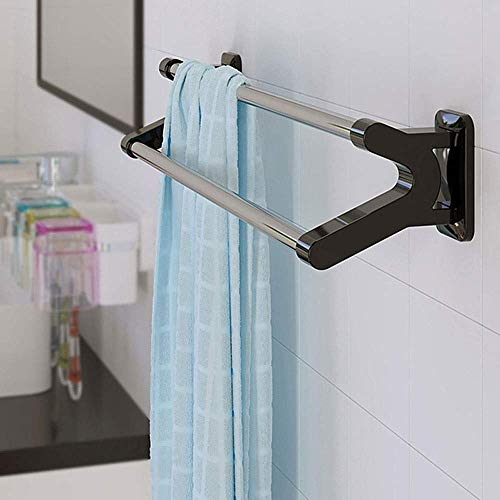 Porte-serviettes double barre inox support mural pour rangement douche - 6