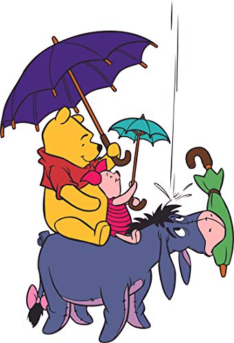 Adhesive Winnie The Pooh Animated TV Series Decor Design Eeyore Tigger & Piglet Sticker Wall Decal - 20" x 29" Donkey Pig & Tiger Cartoon Characters Home Art Kids Bedroom Nursery Vinyl Decoration