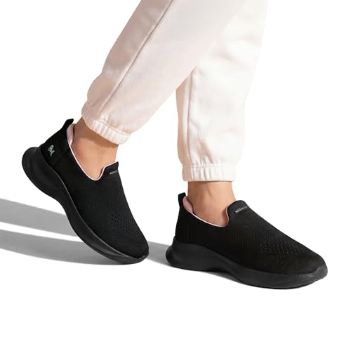 Image of Neeman's Knit Lite Slip Ons for Women | Lightweight Breathable Knit Slip-On Sneakers | Cushioned EVA Sole | Soft Stretch Upper | Comfortable Casual, Office & Walking Shoes