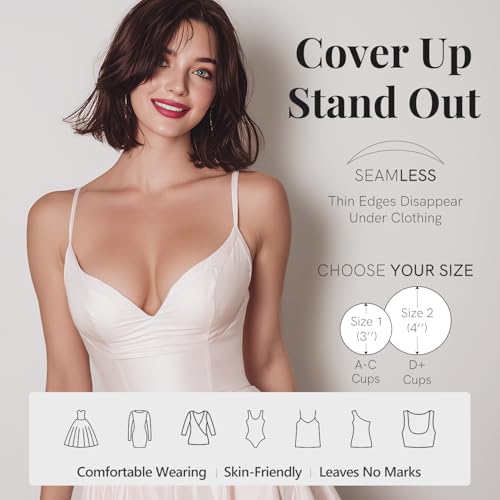 Nipple Covers for Women–2 Pairs Reusable Silicone Pasties, Adhesive&Waterproof, No Show Design with Travel Box3