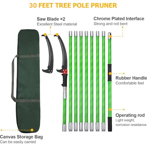 30 Feet Tree Pole Pruner Manual Branches Trimmer Tree Branch Garden Tools Loppers Hand Pole Saws Extendable Height