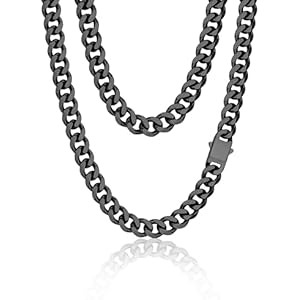 PROSTEEL Miami Cuban Link Chain for Men, 18K Gold/Black/Stainless Steel Necklace,6mm/9mm/12mm Width, Upgrade Clasp & Durable Chain for Mens Womens Jewelry,18"-30",with Gift Box 18 inches(wom