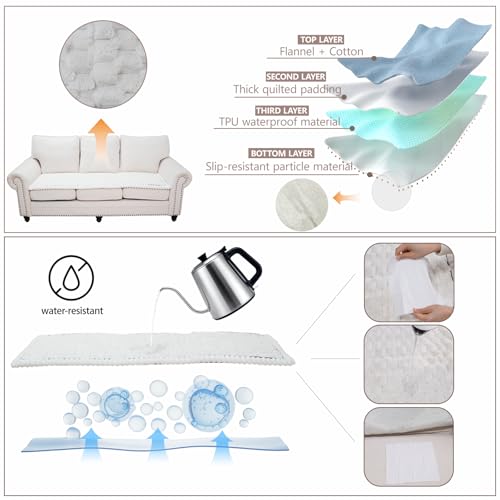 Waterproof Couch Cover for Dogs Washable,Non Slip Fuzzy Durable Couch Covers for 3 Cushion Sofa Pet Friendly Sofa Cover Dog Thick Soft Slipcovers Protector Couches Mat Bed (Beige, 27.6
