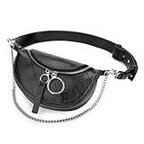 Yaluxe Fanny Pack for Women Leather PU Waist Pack Bag Crossbody Bags Pocketbooks Chain Messenger Bag