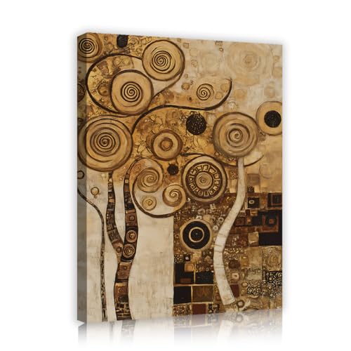 Peinture abstraite marron arbre de la vie pour habiller un grand mur vide de salon