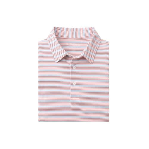 Rouen Men's Polo Shirts Short Sleeve Dry Fit Performance Wicking Moisture Causal Striped Collared Golf Shirts for Men