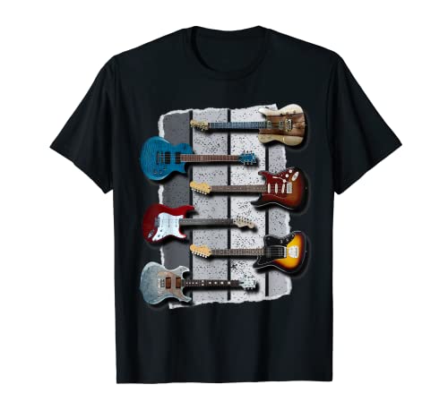 Retro Vintage Guitarras eléctricas Rock and Roll Music Tee Camiseta