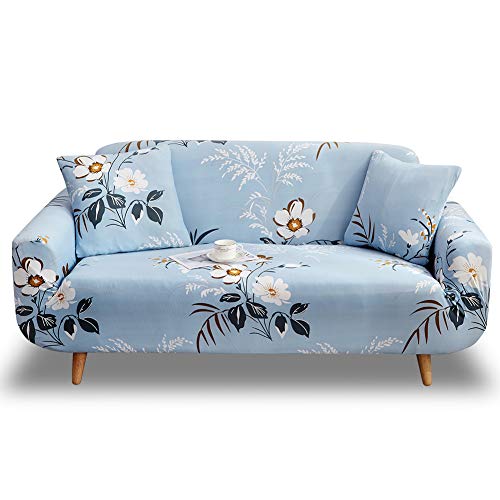 HOTNIU Funda Sofa 2 Plazas (135-170 cm) Elastica, Cubre/Protector Sofá Ajustables Estampado, Fundas Decorativas para Sofas Antideslizante, Cubierta Sofa Muebles con Cuerda de Fijación, Modelo #Azs