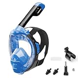 Jwintee Snorkel Mask, Full Face Snorkel Mask,Snorkeling Gear for Adults Kids,Diving Mask, Mask and Snorkel with Detachable Camera Mount,180 Degree Panoramic View Anti-Leak Anti-Fog