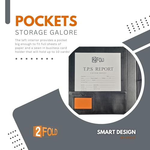 Classeur en cuir synthétique de qualité supérieure 2Fold avec poches de rangement amples - 5
