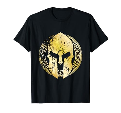 Gladiador Casco Símbolo Espartano Oro Esparta Mitología Gimnasio Camiseta
