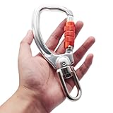 Mosquetón – Equipo resistente al aire libre | Mosquetón de aluminio en forma de anillo en D | Clips de mosquetón giratorios, gancho multifuncional para llaves para picnic, camping, senderismo