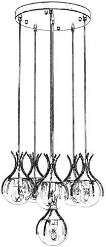 AVONNI AV-60161-6ET Eskitme Kaplama Modern Avize, E27, Metal, Cam, 50cm - Görsel 2