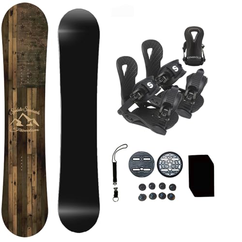 Symbolic Freedom USA Youth Kids Snowboard & Bindings & Leash & Stomp Pad Package...