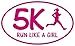 5k run like a girl I Make Decals™ Pink Oval Half Marathon Run car bumper window sticker 5" x 3", EURO OVAL - runner, running, race, girl, marathon, vinyl Sticker Decal