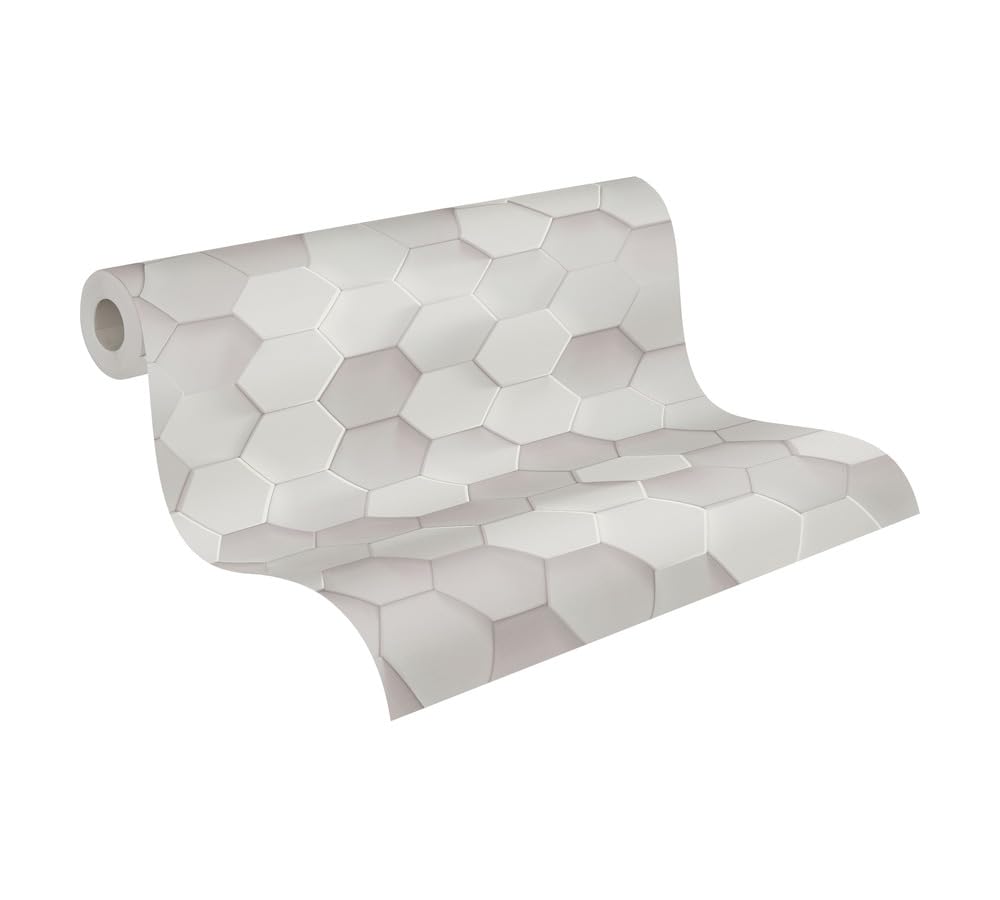 A.​S. Création papier peint intissé à abstrait en gris, blanc – papier peint effet 3D 10,​05 m x 0,​53 m – 387231