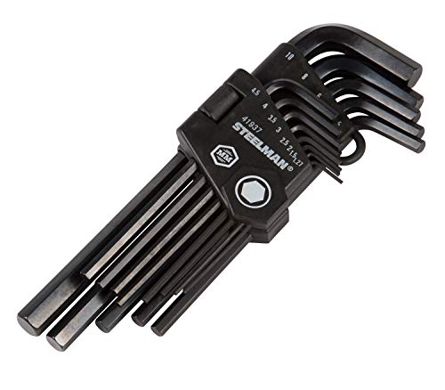 Image of Steelman 13-Piece Long Arm Hex Key Wrench Set, Metric (MM), Extended Length Driver Shafts for Long Reach, Chamfered Ends, Durable Steel Resists Distortion